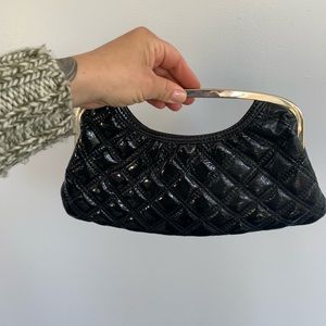 Black faux leather clutch